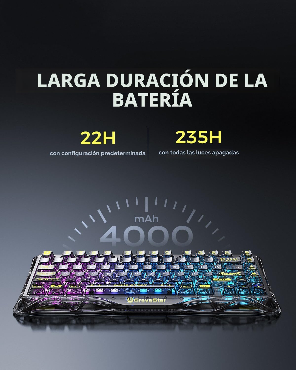 GravaStar Mercury K1 Lite 75% teclado para juegos, teclado inalámbr...