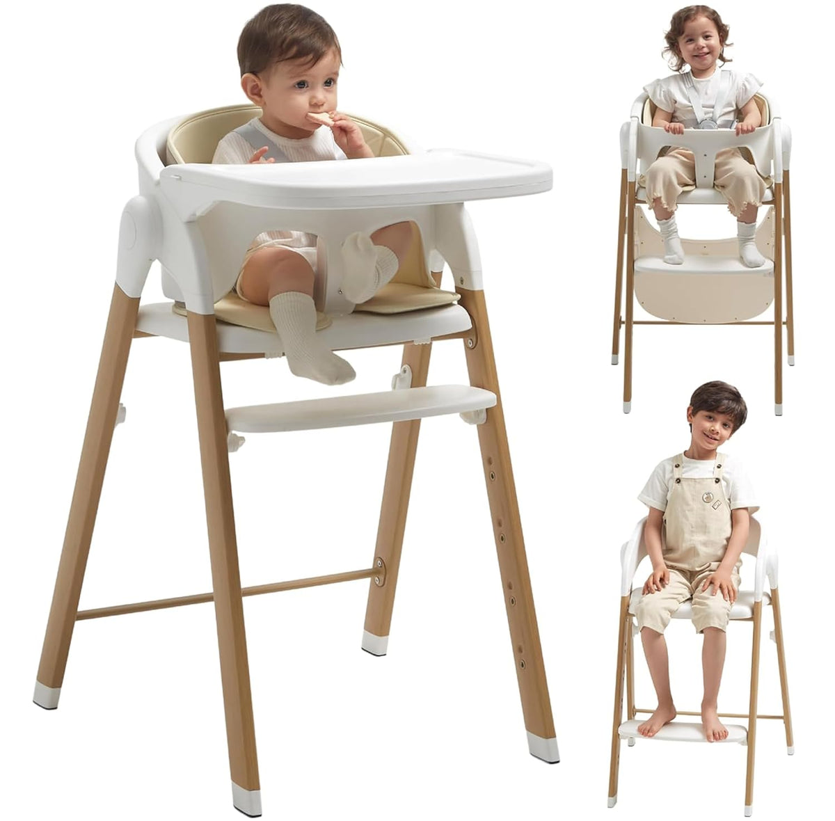 KUB Silla Alta para Bebés y Niños Ajustable Plegable Convertible co...