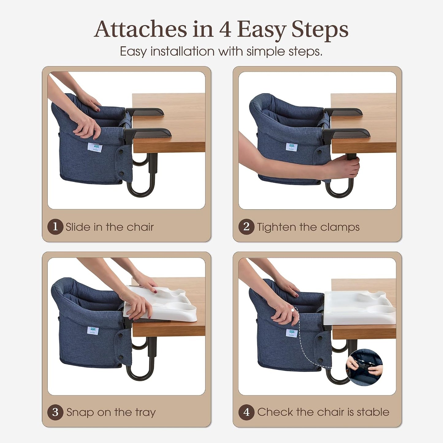 Evolur Silla alta para bebé de gancho, asiento de comedor portátil...