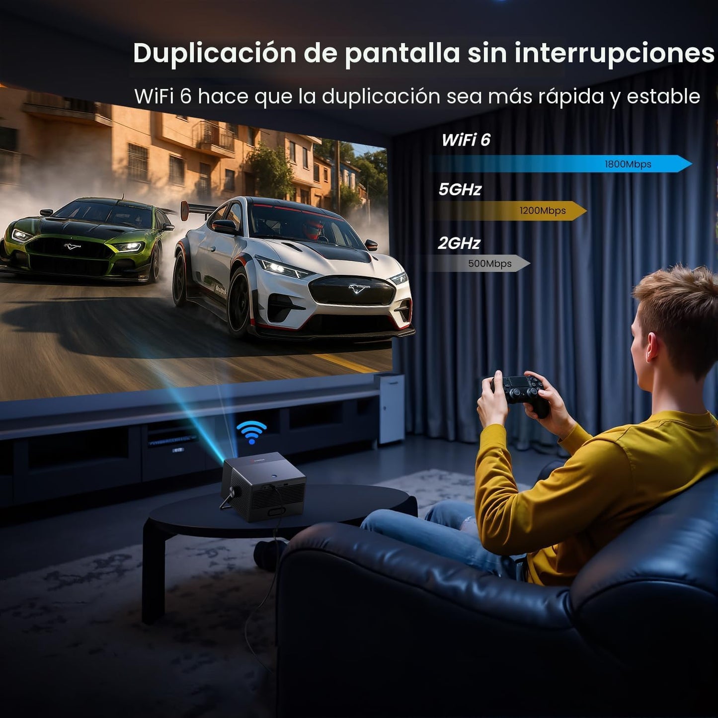 Proyector para exteriores de Google TV con licencia oficial de 2000...