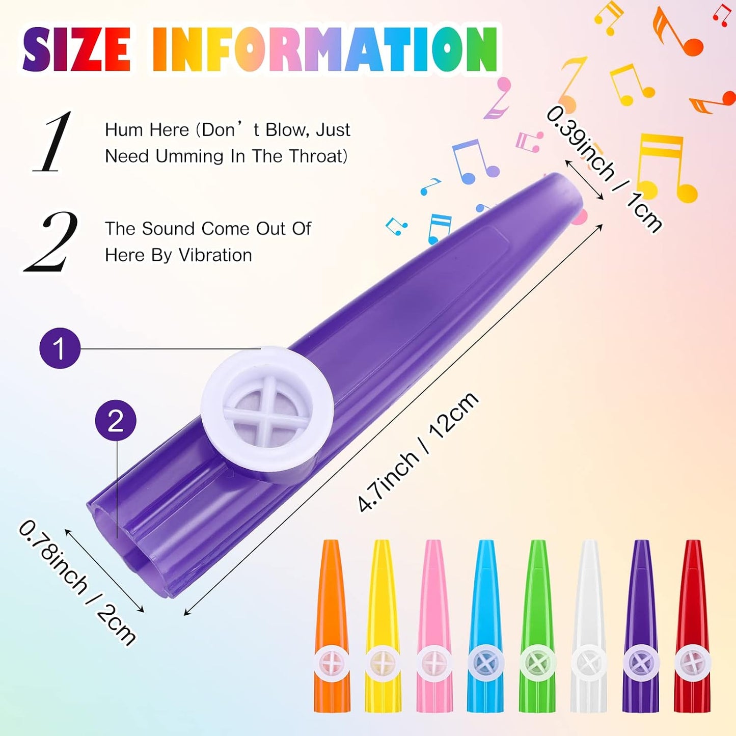 Blulu Paquete de 24 piezas de 8 colores de Kazoos de fiesta, paquet...