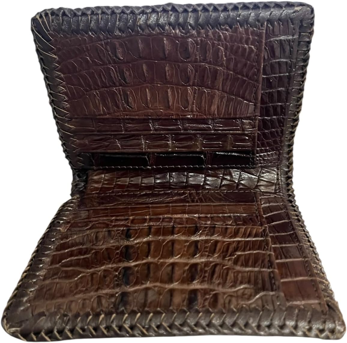 VIETDAVN Carteras plegables de cocodrilo genuinas para hombres, car...