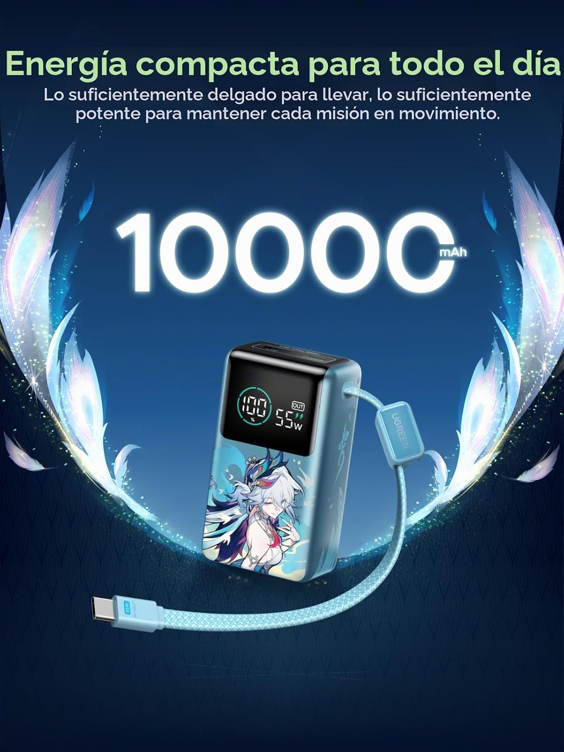 UGREEN x Honkai Star Rail 10000mAh 55W Banco de energía de cable in...