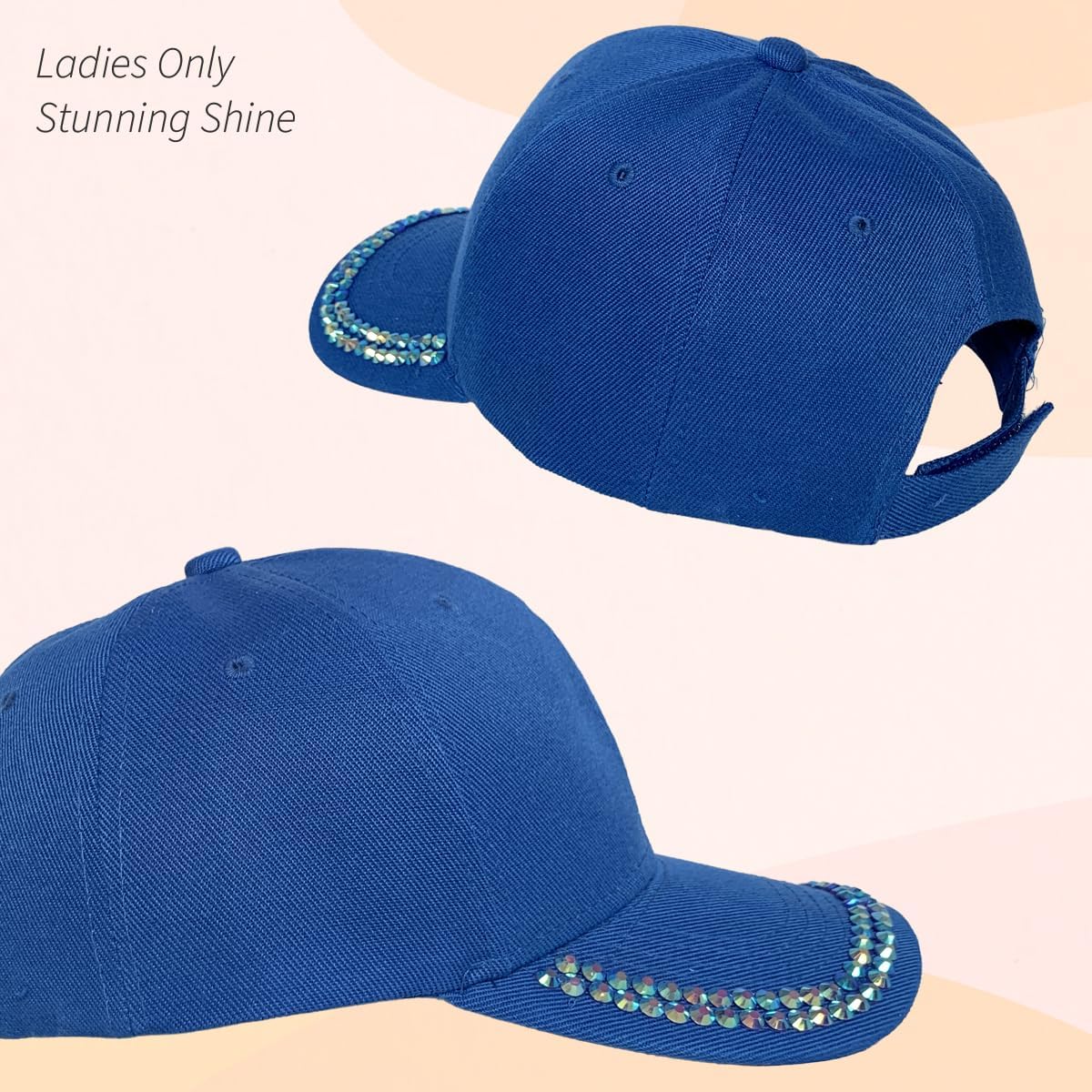 BUDUBIBI Gorra de béisbol con diamantes de imitación para mujer, go...