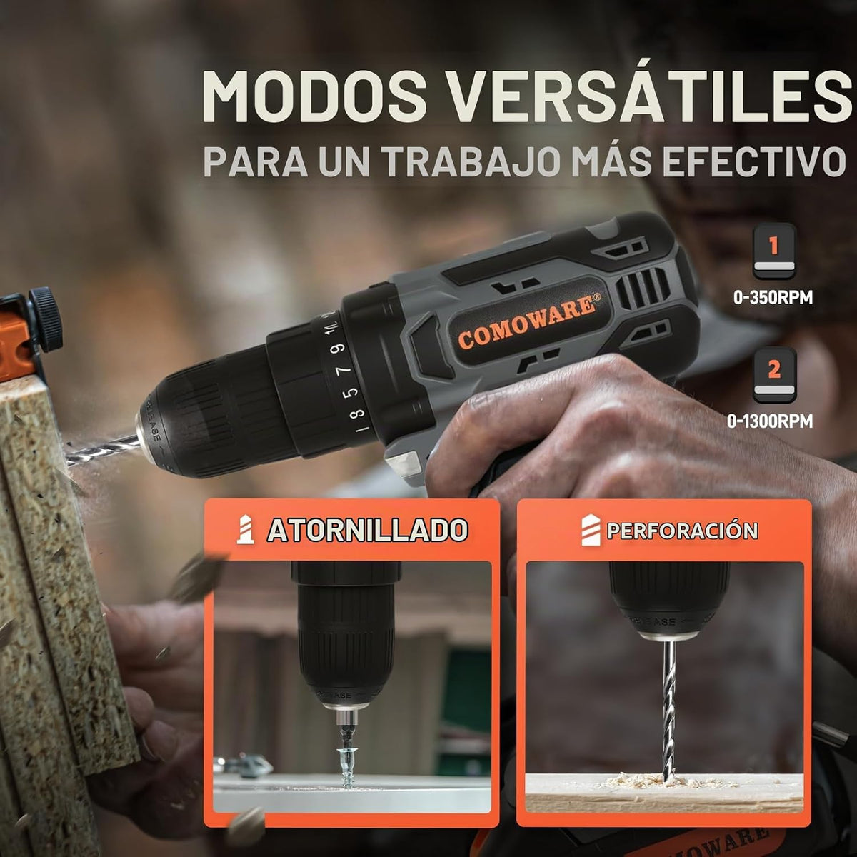 COMOWARE Juego de taladro inalámbrico, juego de taladro eléctrico d...