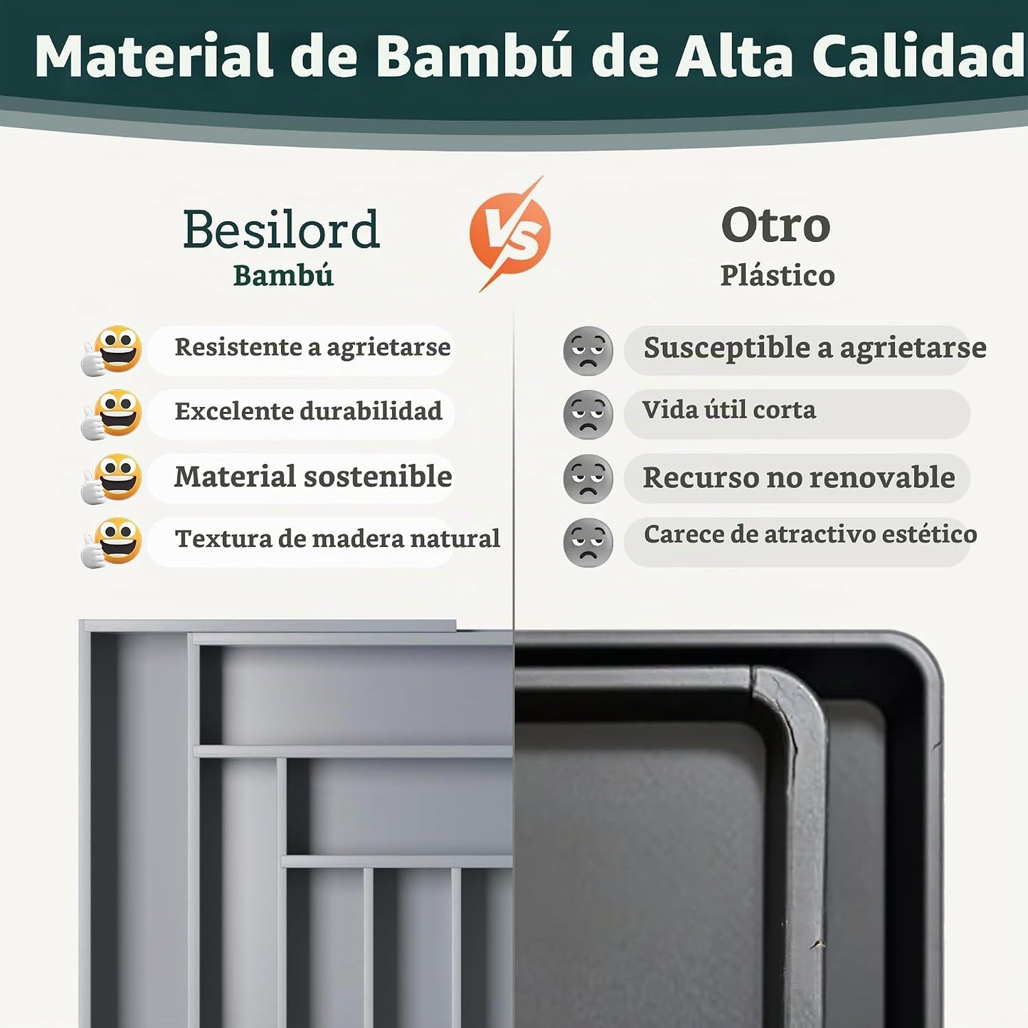 Organizador de cubiertos grande, magnéticamente conectado expandibl...