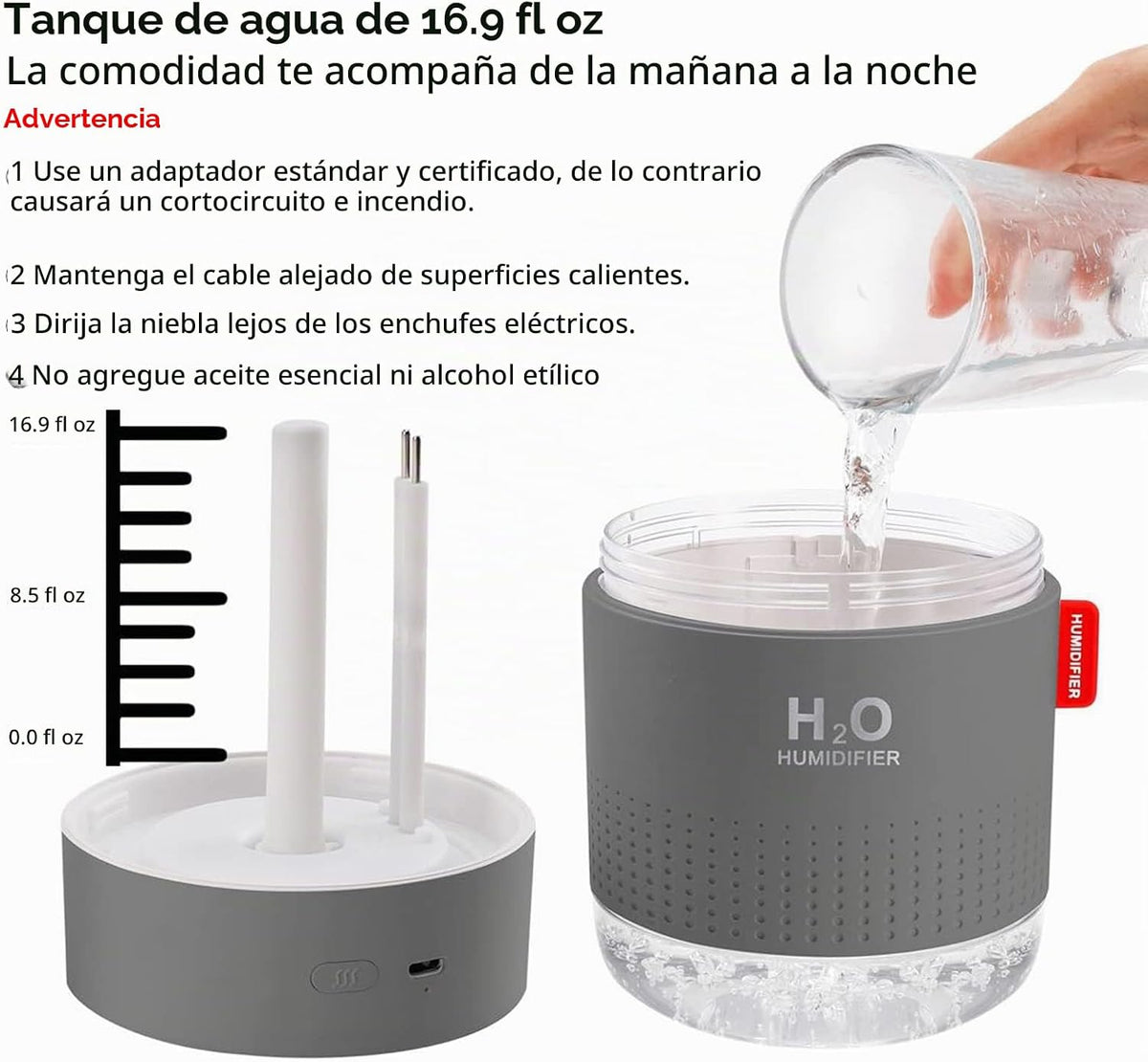 Mini humidificador portátil de niebla fría, 500ml, humidificador US...