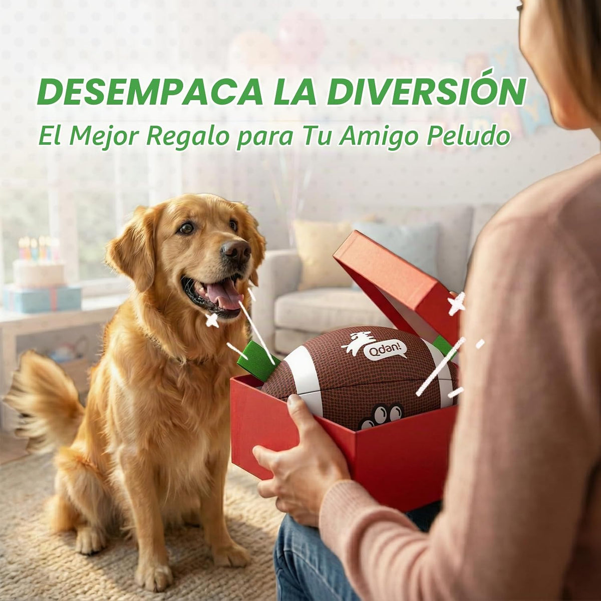 QDAN Juguetes de Fútbol Americano para Perros, Juguetes Interactivo...