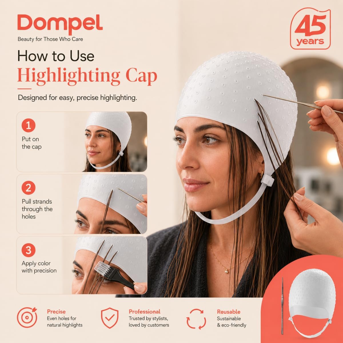 Gorro de silicona para resaltar el cabello Dompel | Gorro de silico...