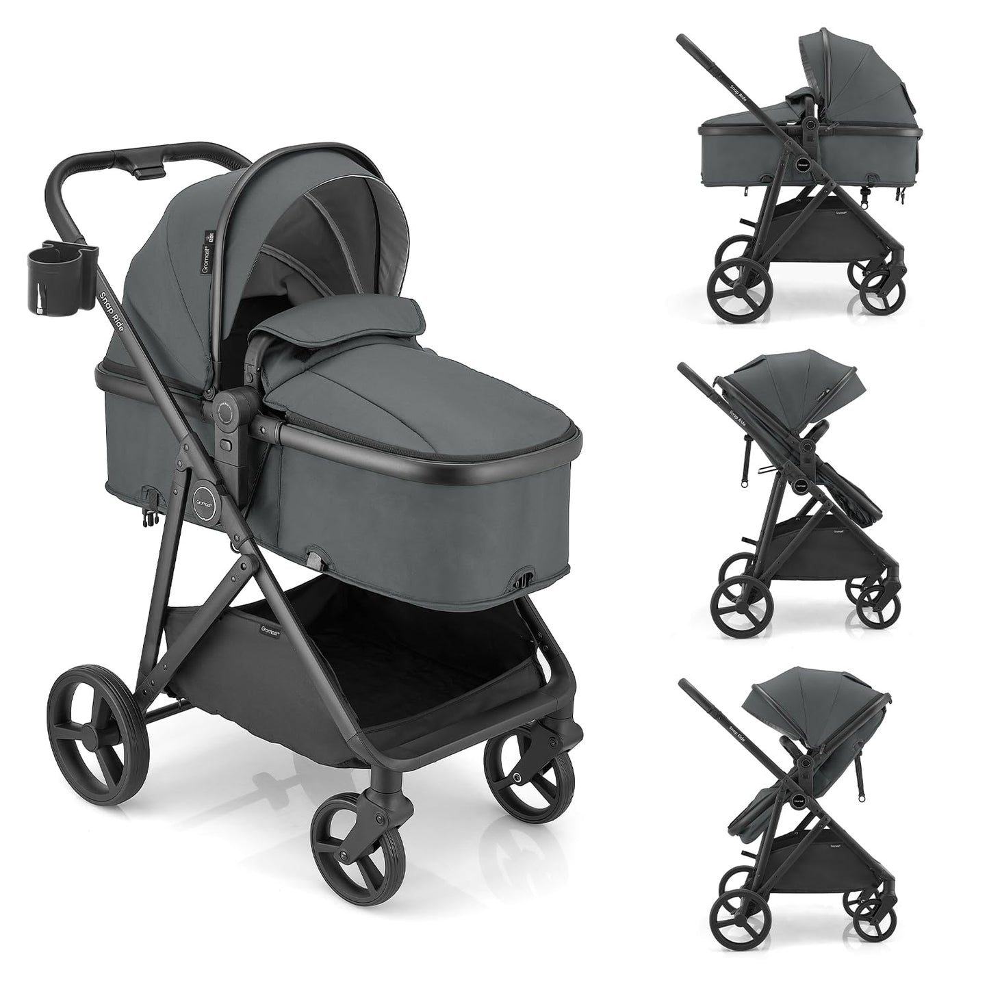 Gromast Cochecito de bebé 3 en 1, cochecito convertible para recién...