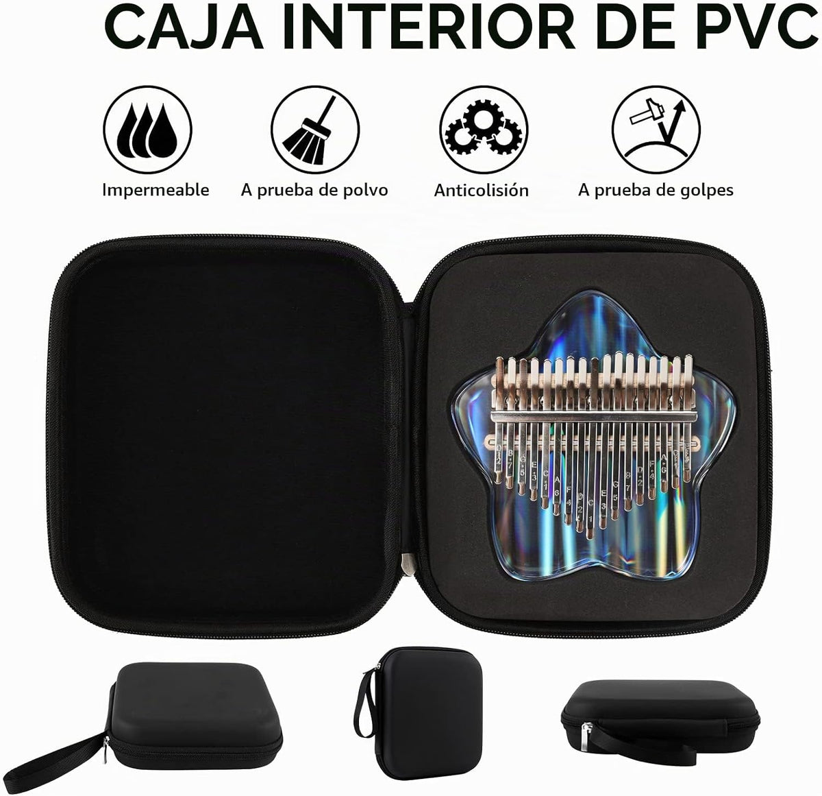 Beveetio Kalimba de Pulgar Transparente con Estuche Protector Eva,...