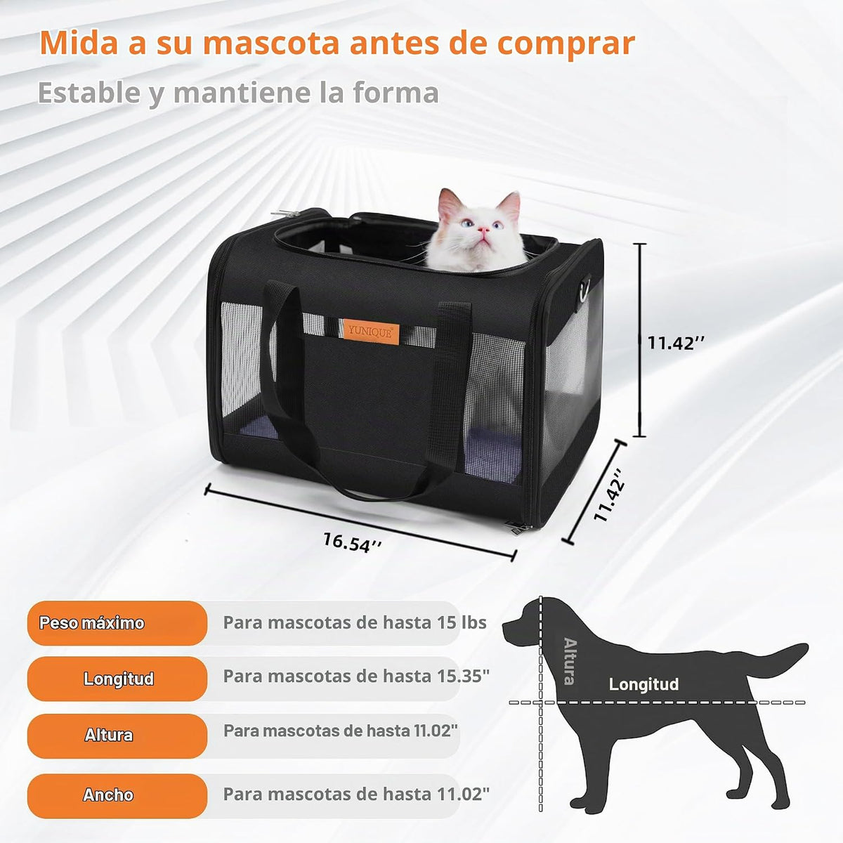 YUNIQUE Transportador de gatos y perros de lados suaves para mascot...