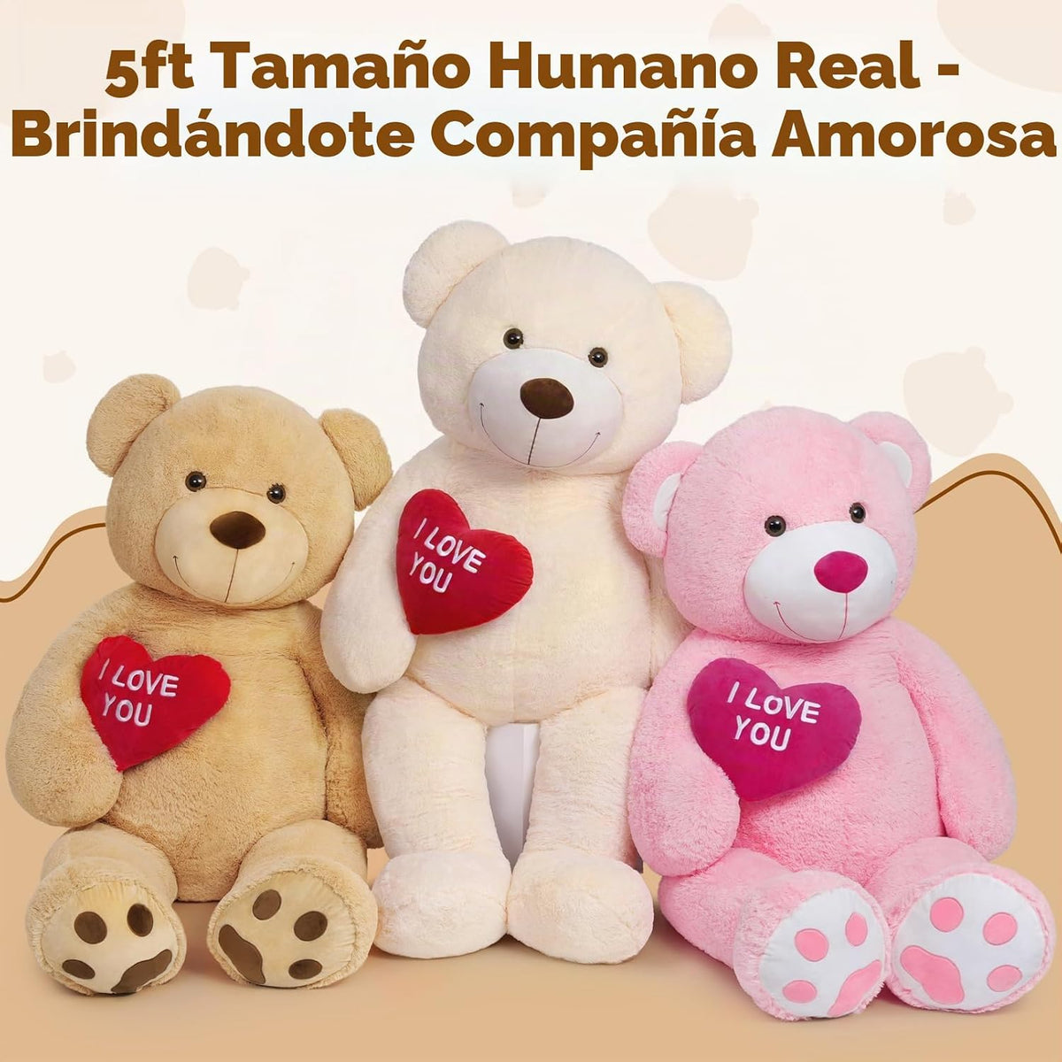 MaoGoLan Oso de Peluche Gigante de 5 Pies de Altura - Corazón Rojo...