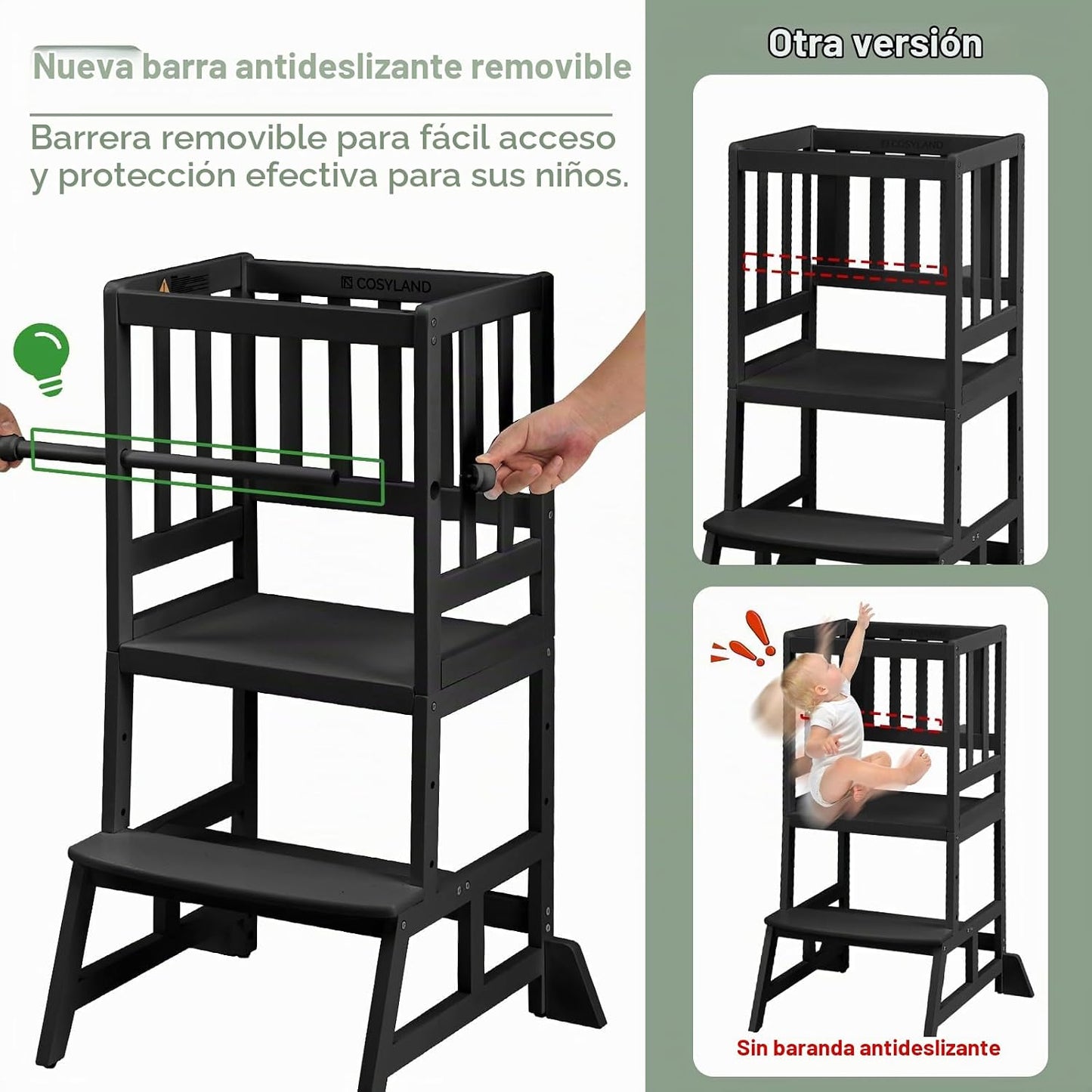 COSYLAND Torre de Pie para Niños Pequeños - Taburete Auxiliar de Co...