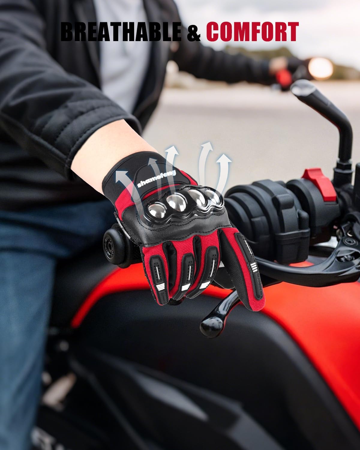 shamofeng Guantes de motocicleta con nudillos de acero aleado, para...