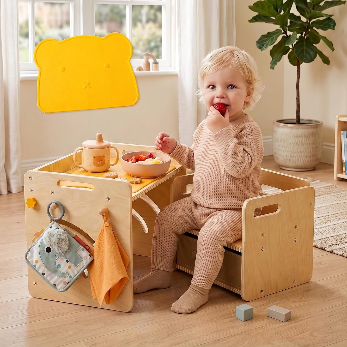 Montessori - Juego de mesa y silla \u2013 Mesa de destete ajustable...