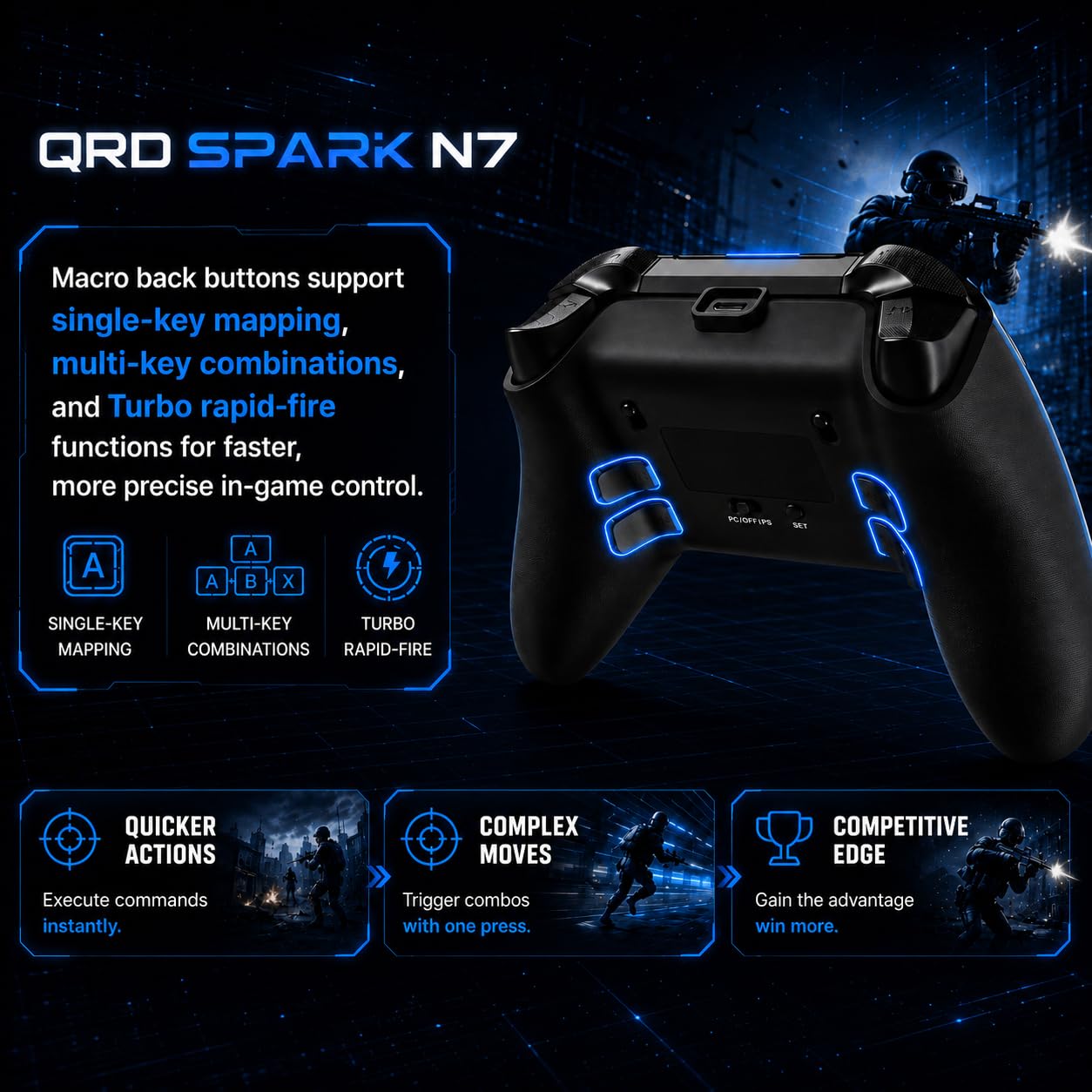 Mando inalámbrico QRD Spark N7 de 2,4 Ghz para PS4\/PS3\/PC | Efect...