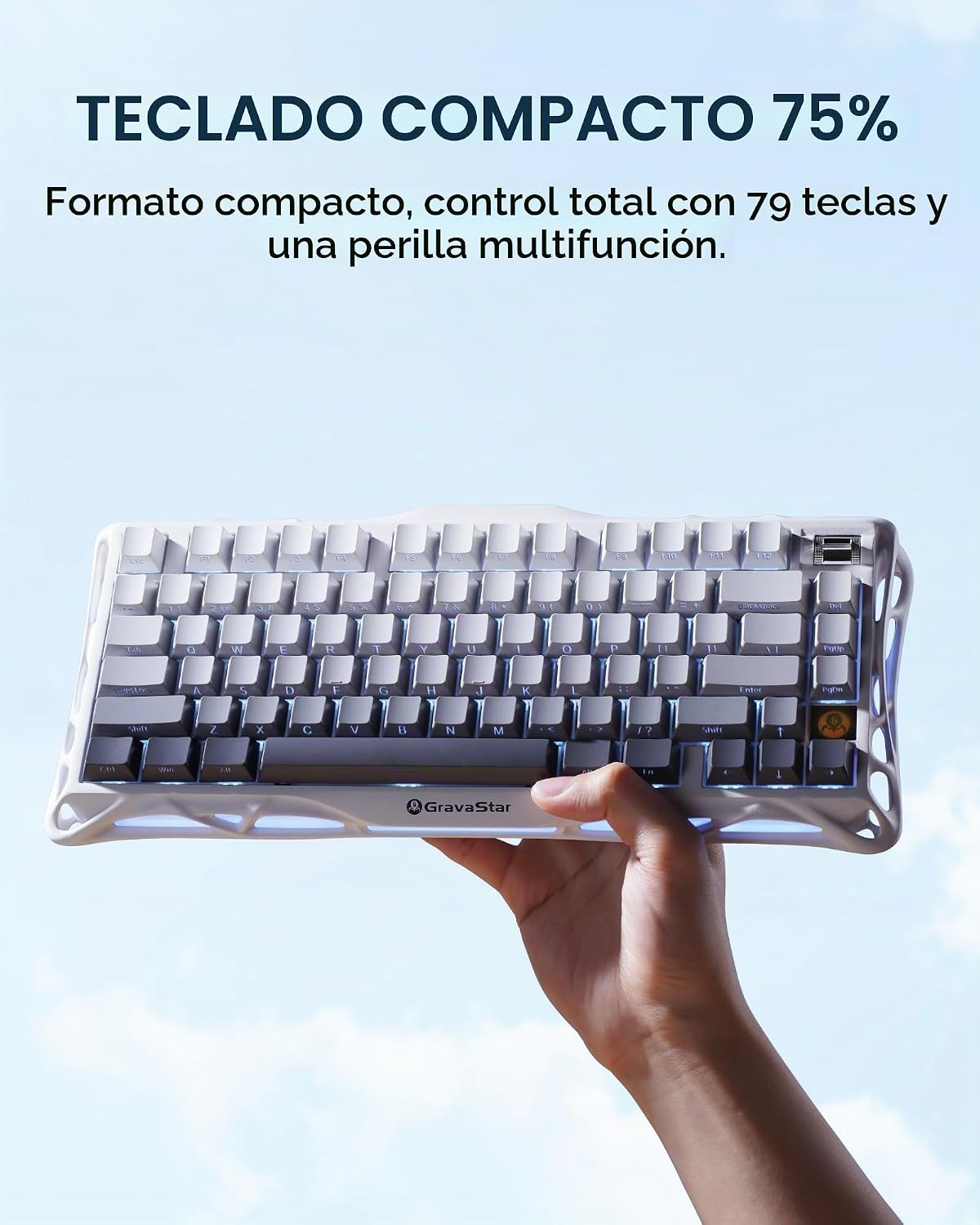 GravaStar Teclado mecánico inalámbrico Mercury K1 75% para juegos,...
