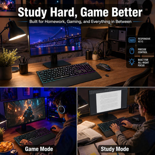 seenda KMG500 Combo de teclado y mouse inalámbricos para juegos con...