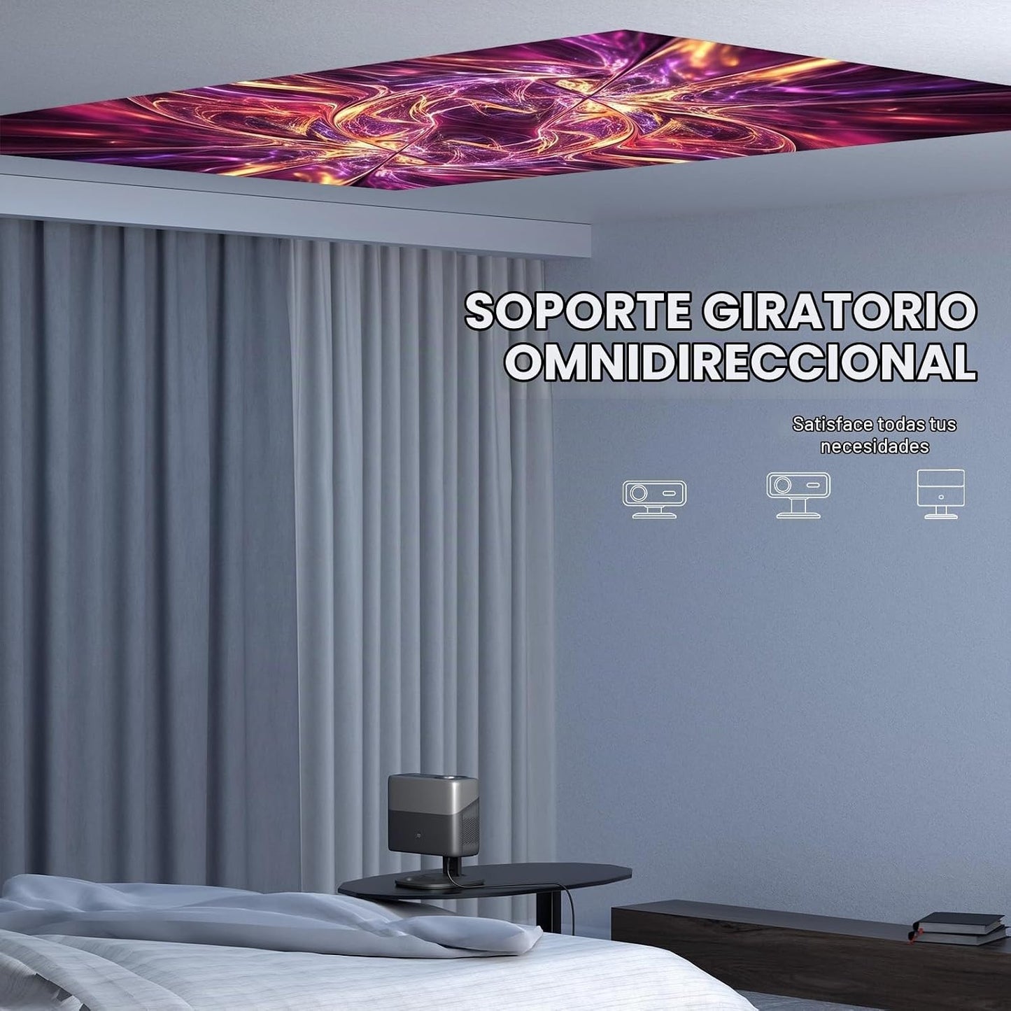 Proyector 4K con WiFi y Bluetooth, proyector TOF en tiempo real de...