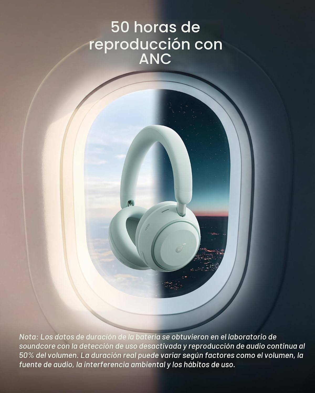 Soundcore Space 2 by Anker, auriculares con cancelación activa de r...