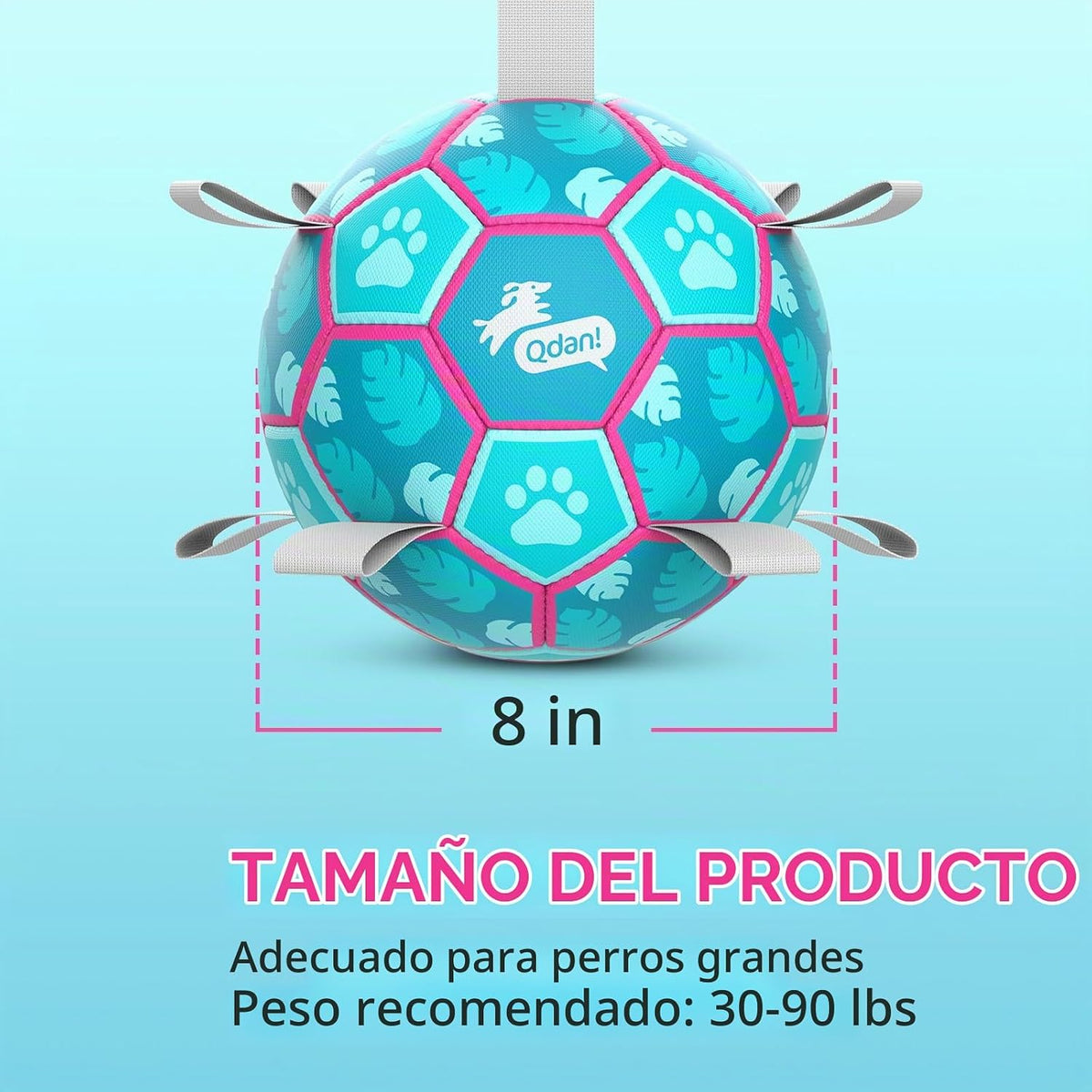 QDAN Pelota de fútbol para perros con correas, juguete de agua para...