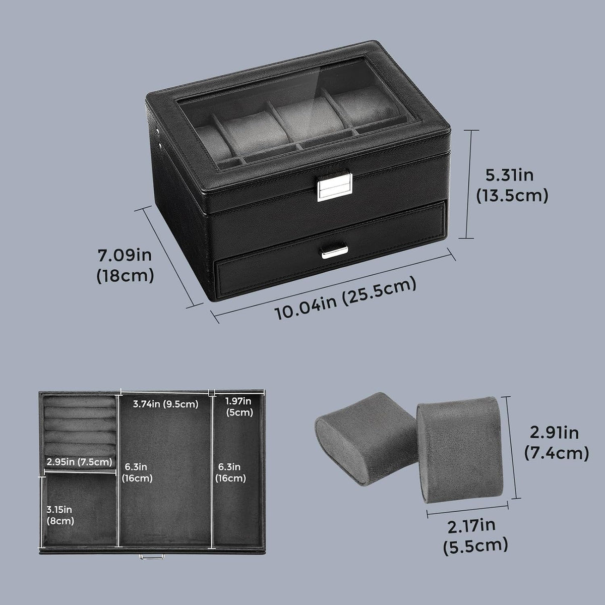 ProCase Caja de reloj premium para hombre, caja organizadora de joy...