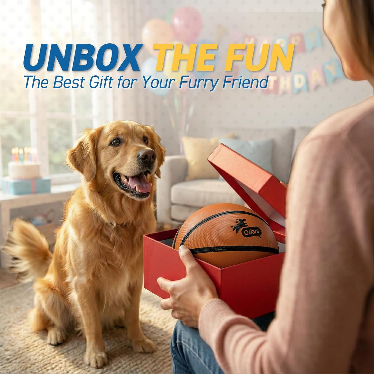 QDAN Pelota de baloncesto para perros, bolas con correas, juguete d...