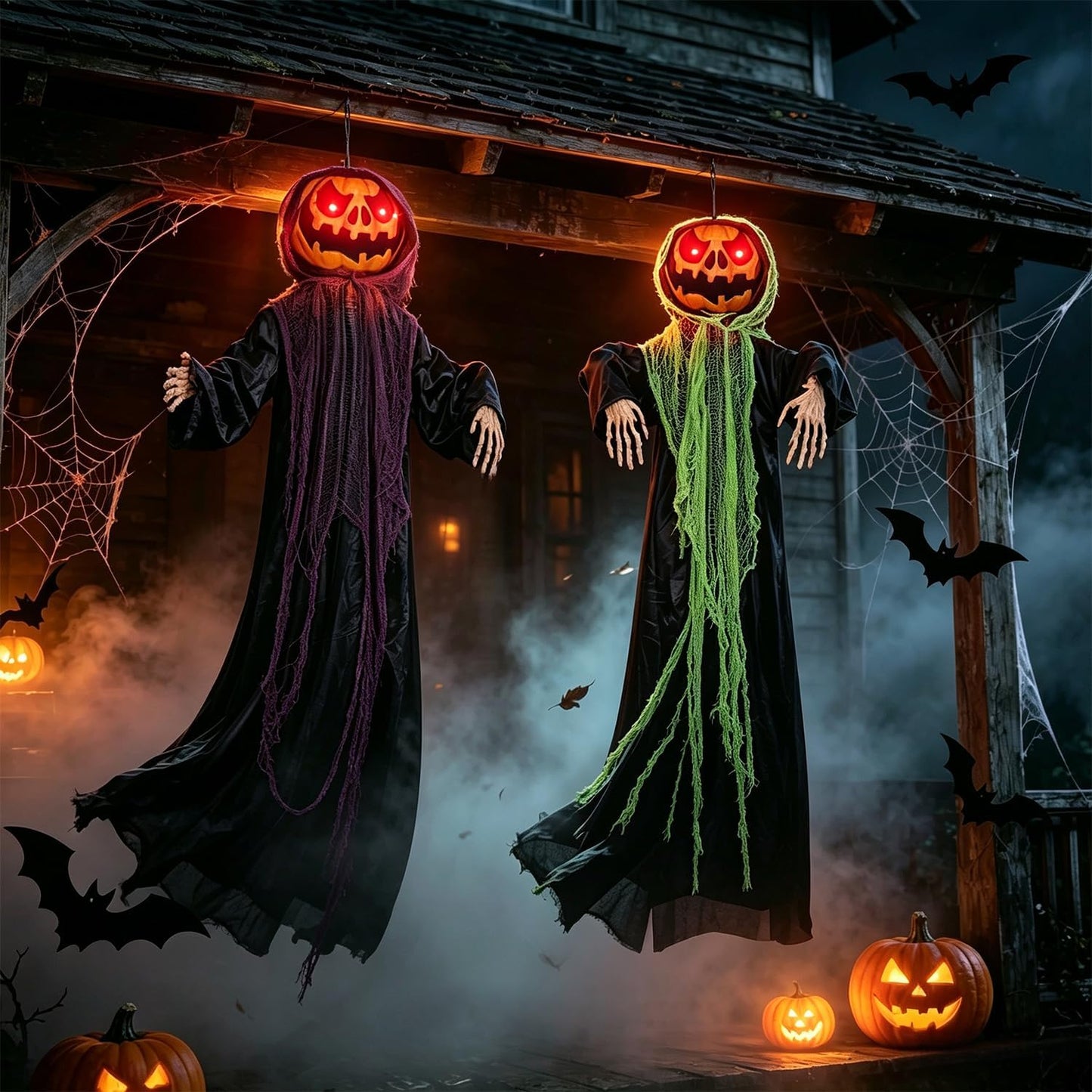 yosager Paquete de 2 decoraciones de Halloween, hombres de calabaza...