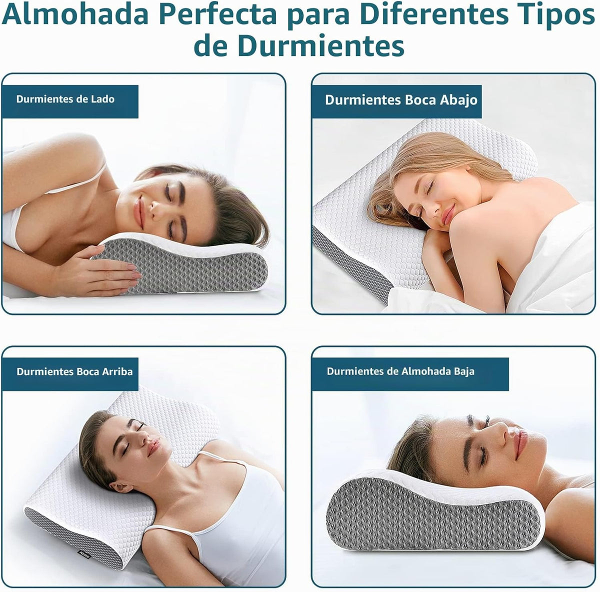 Almohada cervical de espuma viscoelástica para aliviar el dolor, al...