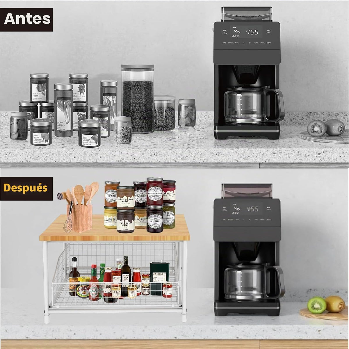 HYLMMDA Estante de encimera de cocina, estante de cocina pequeño co...