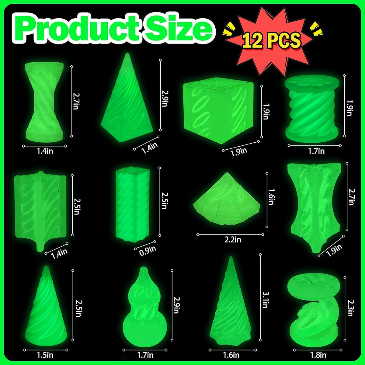 Paquete de 12 juguetes para ansiedad en espiral impresos en 3D, sin...