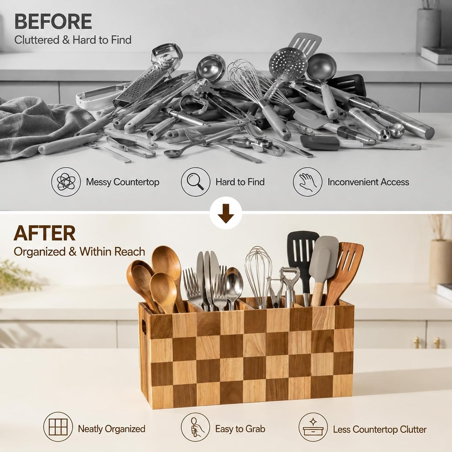 Fyctio Soporte para Utensilios de Cocina, Organizador de Utensilios...