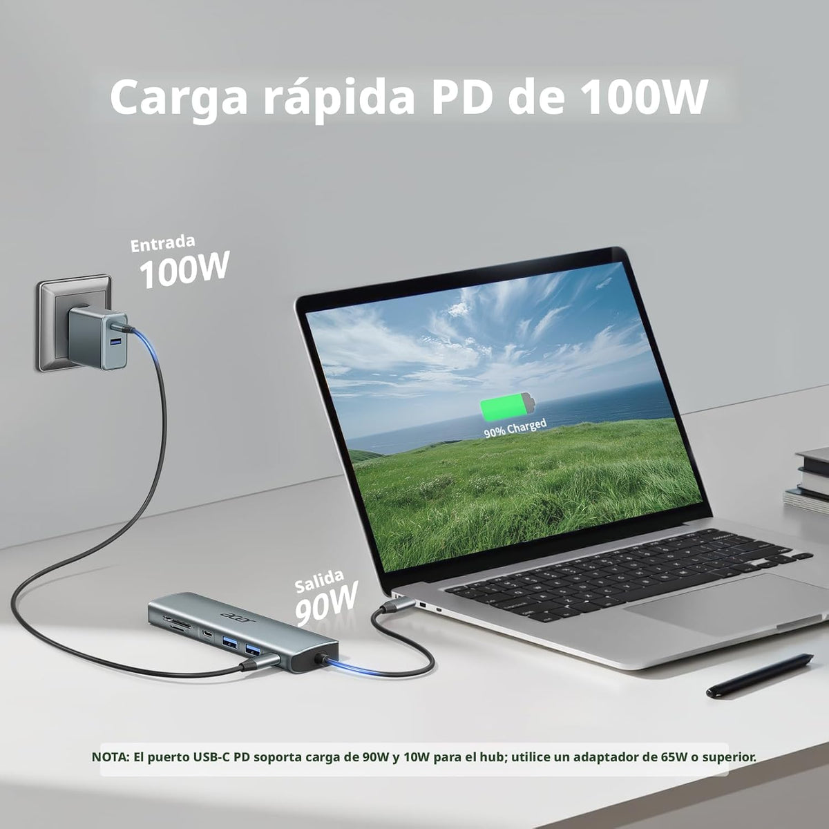 Acer Hub USB C, Adaptador Multipuerto 7 en 1 para Laptop, 4K, Divis...