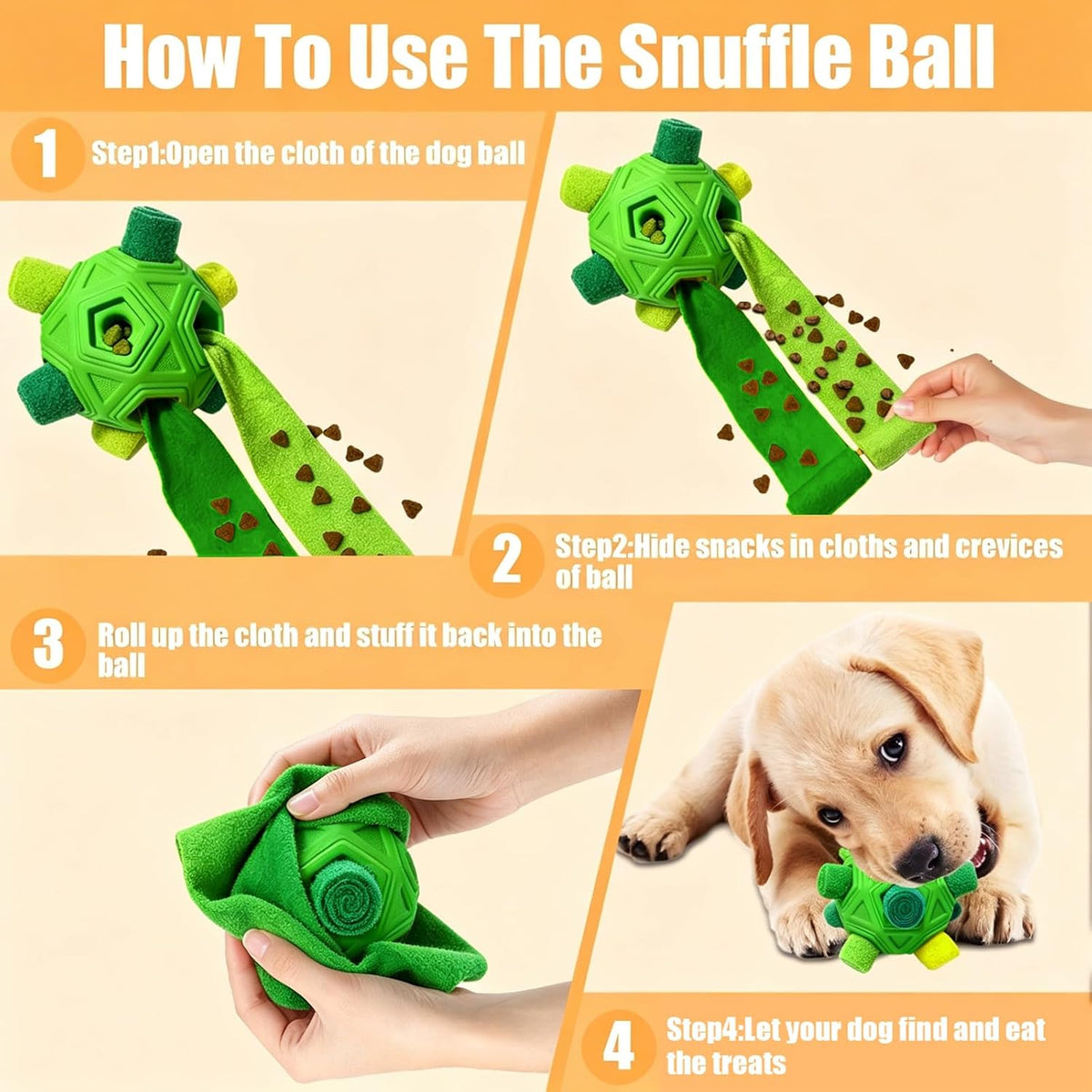 Petration Pelota de olfateo para perros, rompecabezas interactivos,...