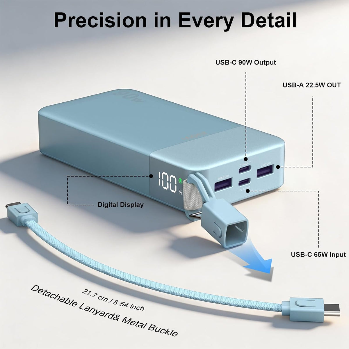 JUOVI Banco de energía de alta velocidad de 90 W de 20000 mAh con c...
