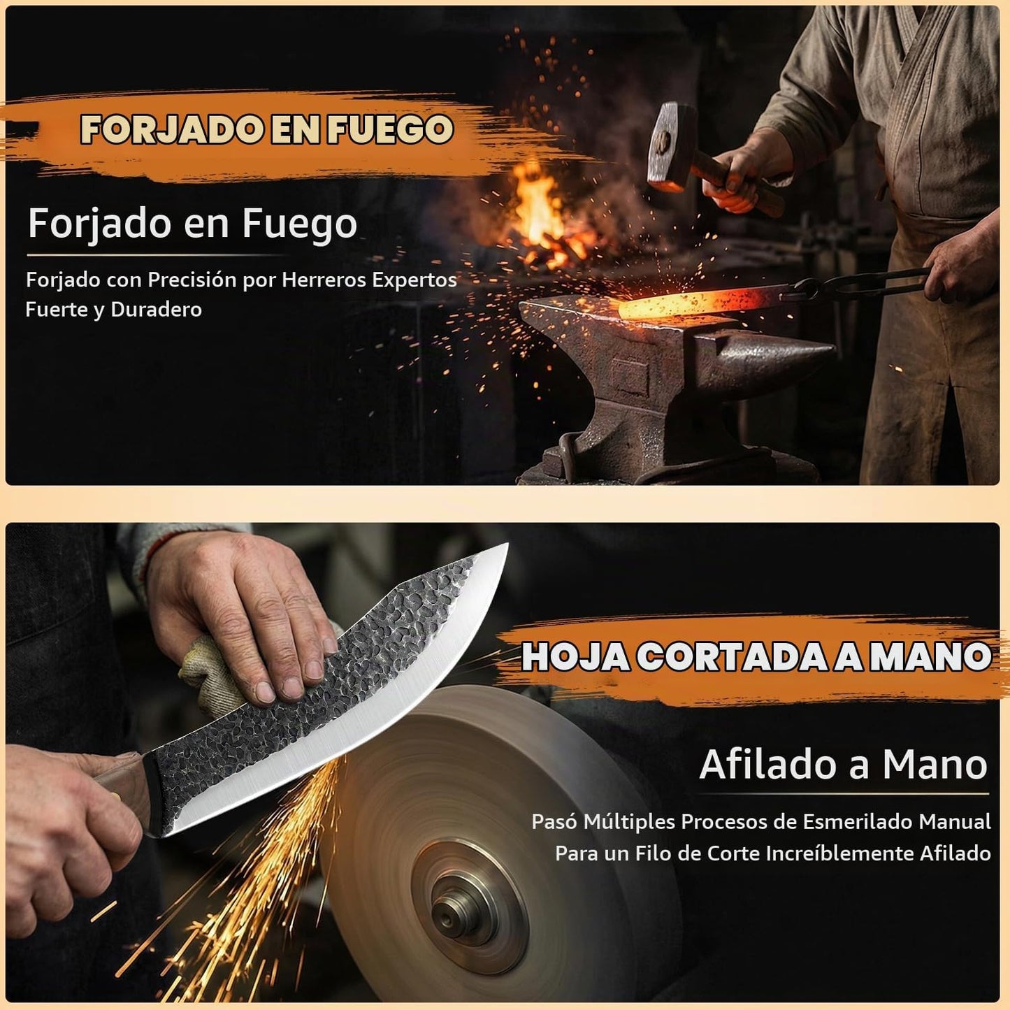 MDHAND Juego de cuchillos de carnicero, cuchillos de carne forjados...