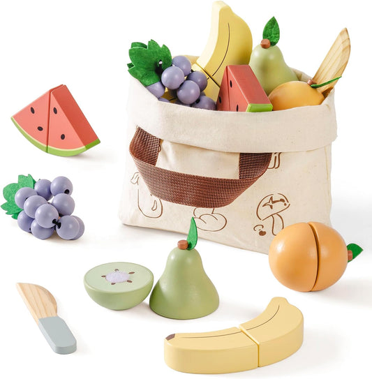 ROBOTIME Juego de Comida de Juguete de Madera para Cortar Frutas, J...