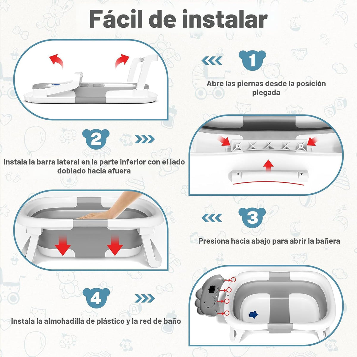 AVIDOR Bañera para bebé, bañera plegable para recién nacidos a niño...