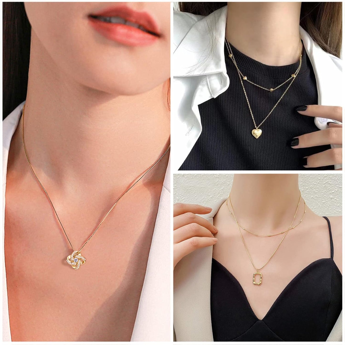 IFKM Juego de joyas chapadas en oro para mujer, collares de múltipl...