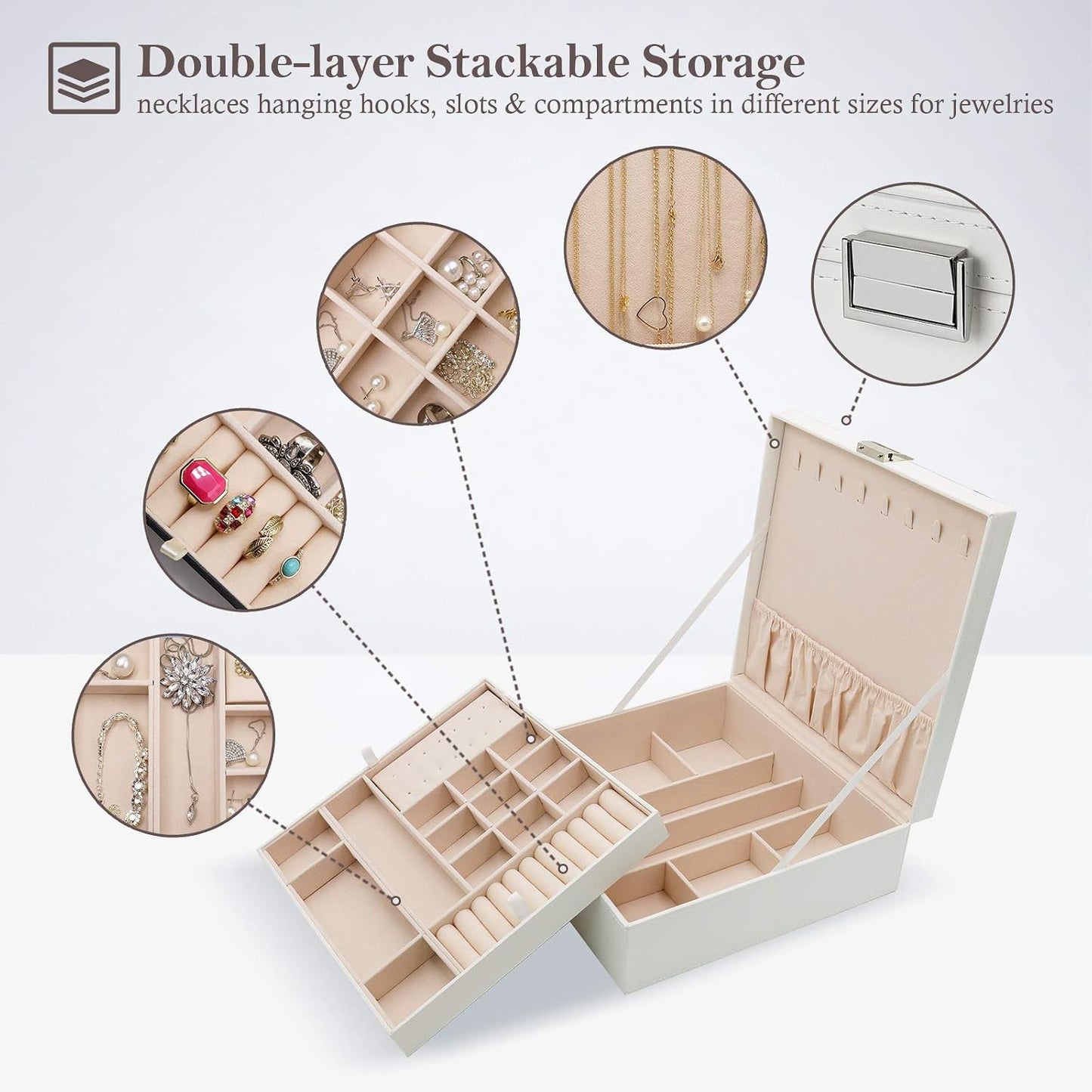 ProCase Caja de Joyas para Mujeres, 2 Capas Organizador de Joyas de...