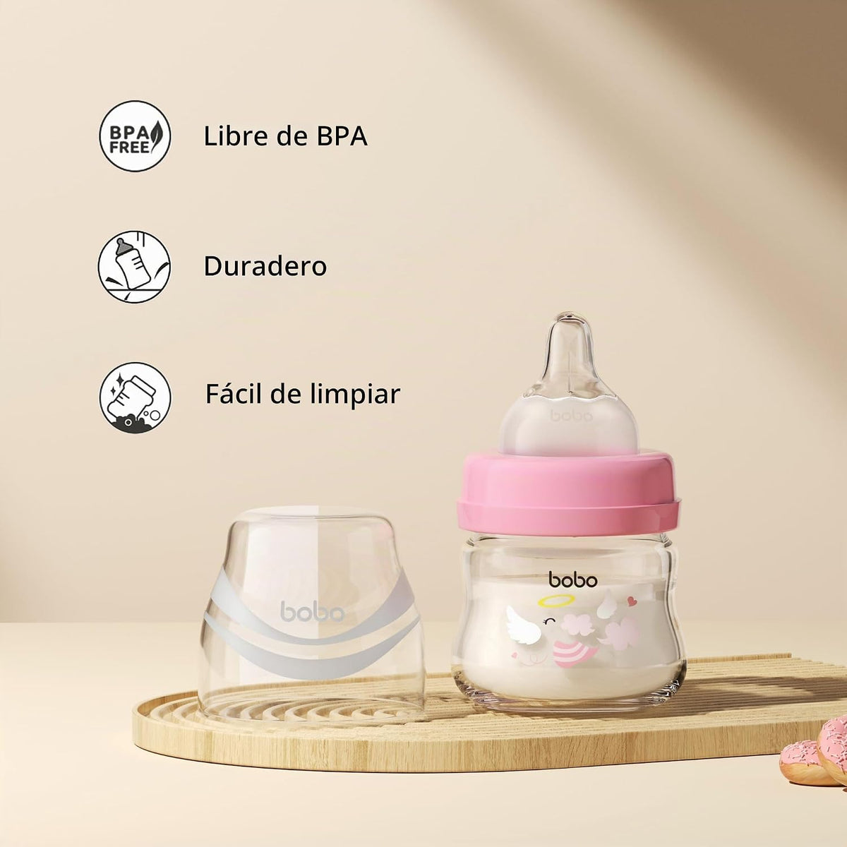 YOHKOH Biberones de vidrio para bebés con tetina de flujo lento, bi...
