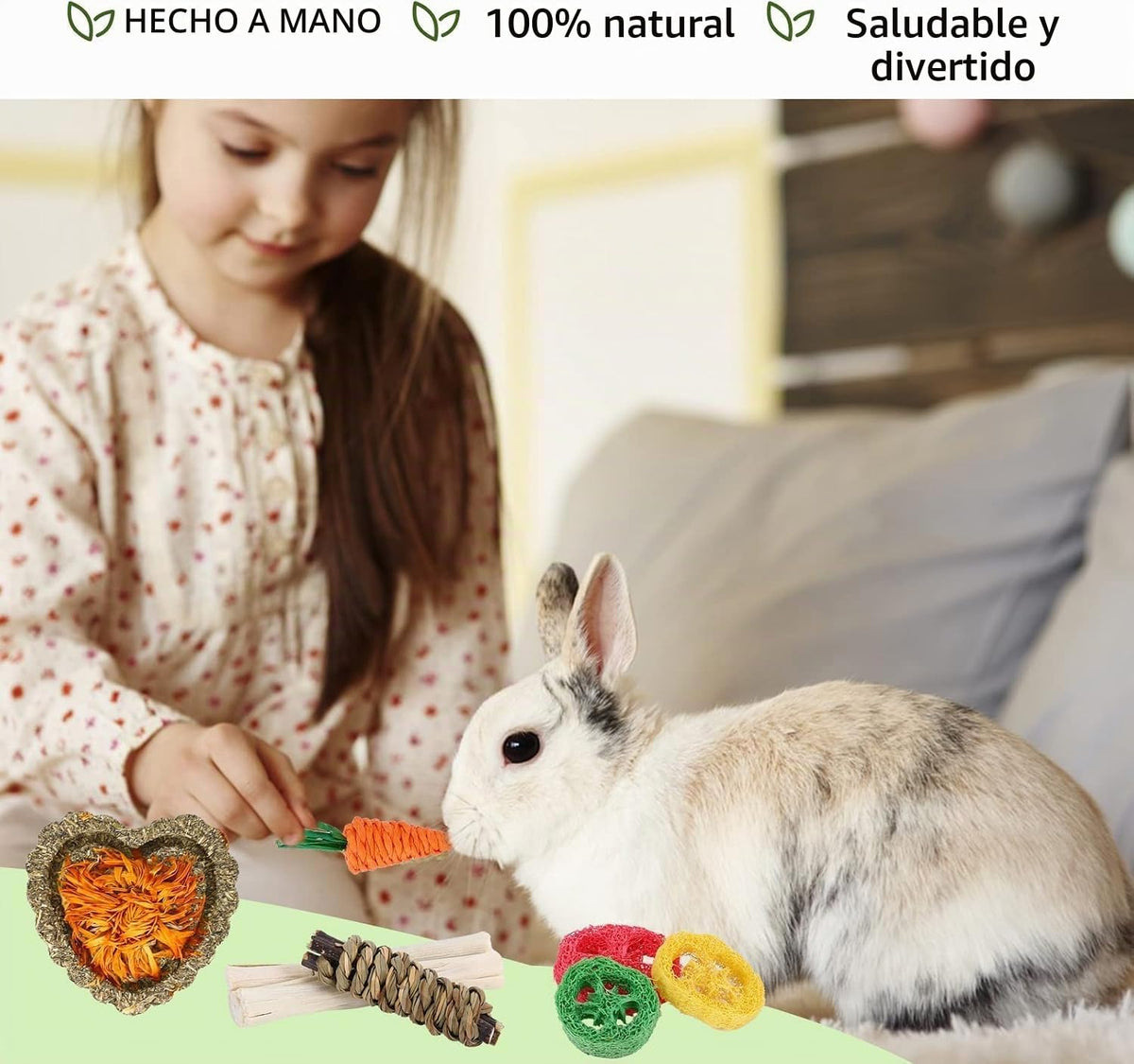 VESPRO Juguetes para conejos, 21 piezas de juguetes masticables par...