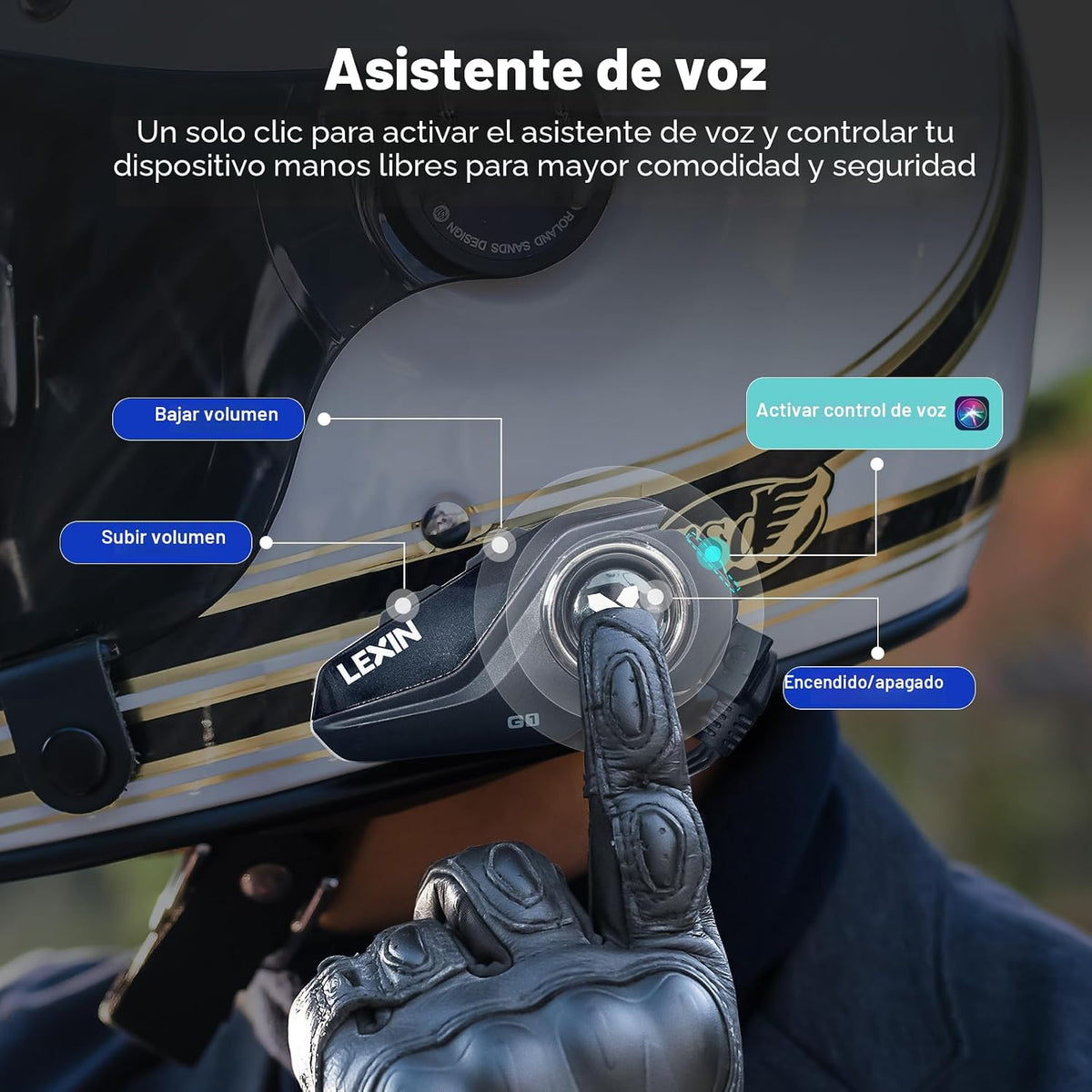 Lexin G1 - Audífonos Bluetooth para motocicleta, altavoces para cas...