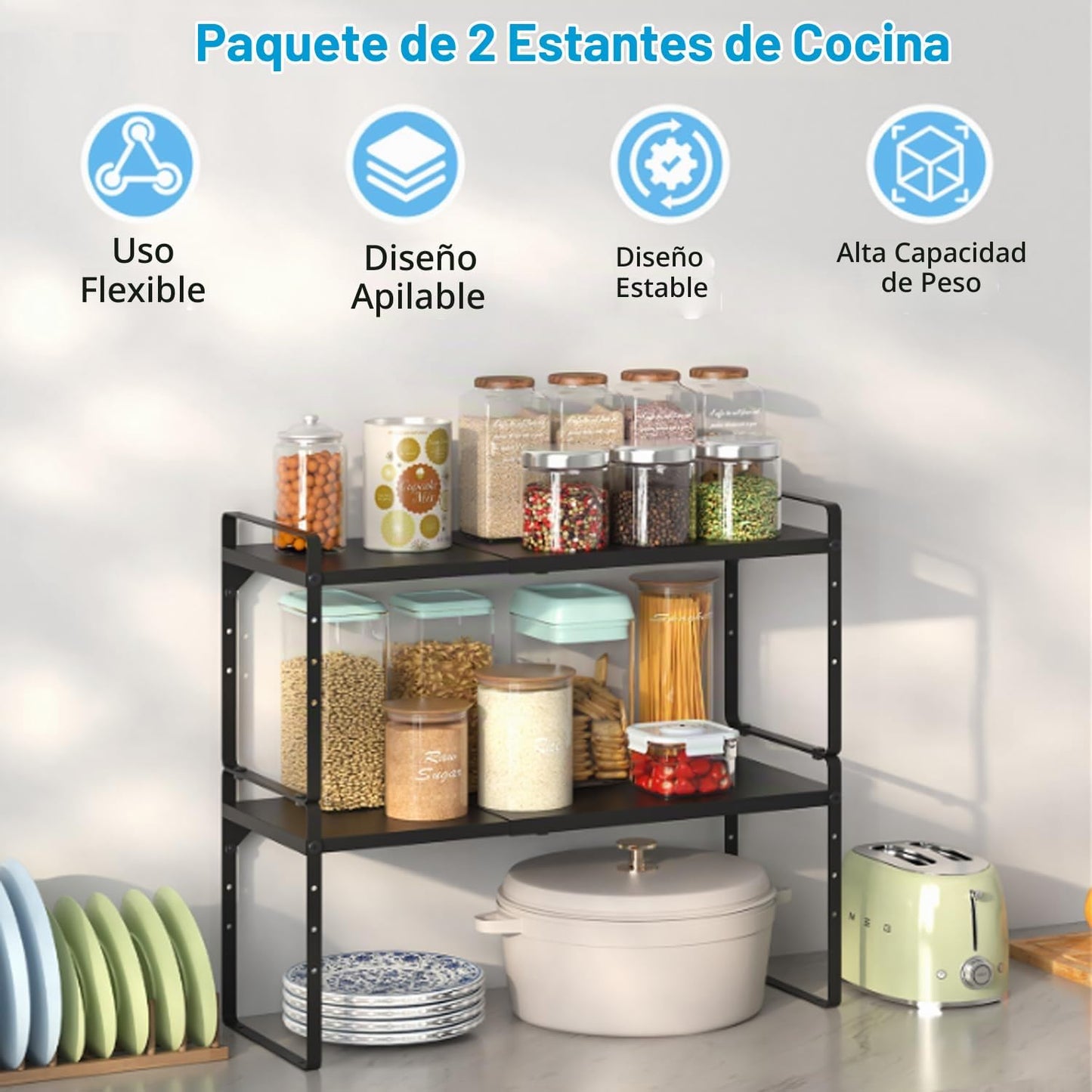 Estante organizador de gabinete de cocina expandible de 15.5 a 25.5...