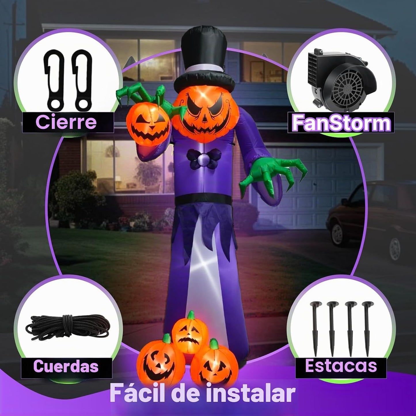 ZOOMATOOE Parca de calabaza inflable gigante de Halloween de 11 pie...