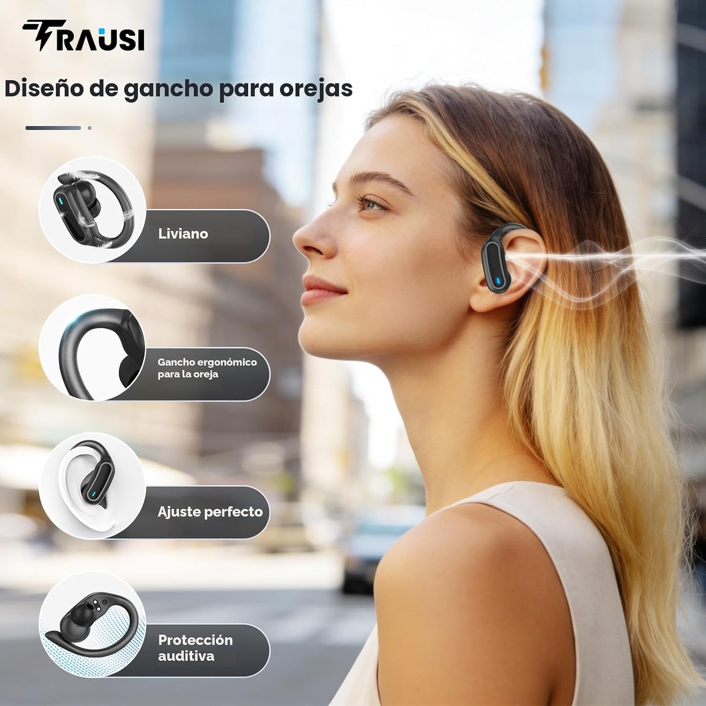 Auriculares inalámbricos Bluetooth, auriculares estéreo de 54 horas...