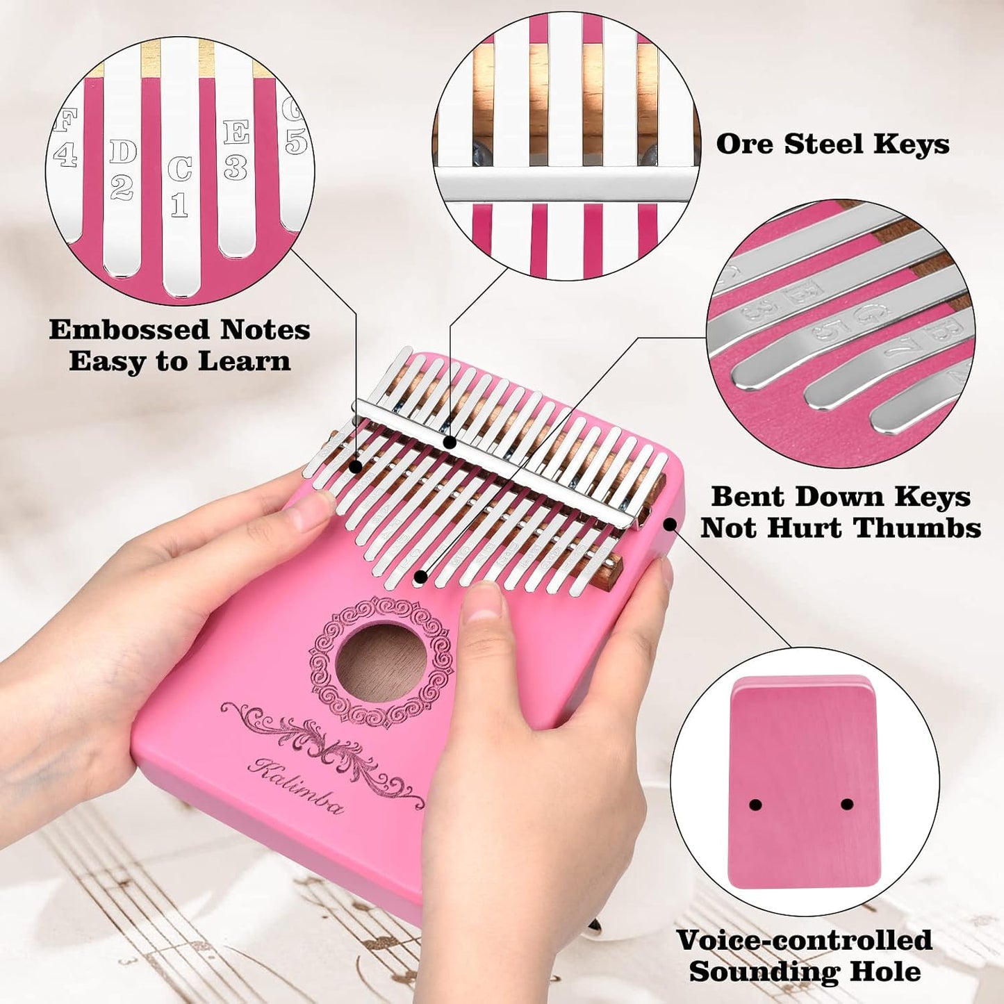 Kalimba - Piano de pulgar de 17 teclas, instrumentos musicales de p...