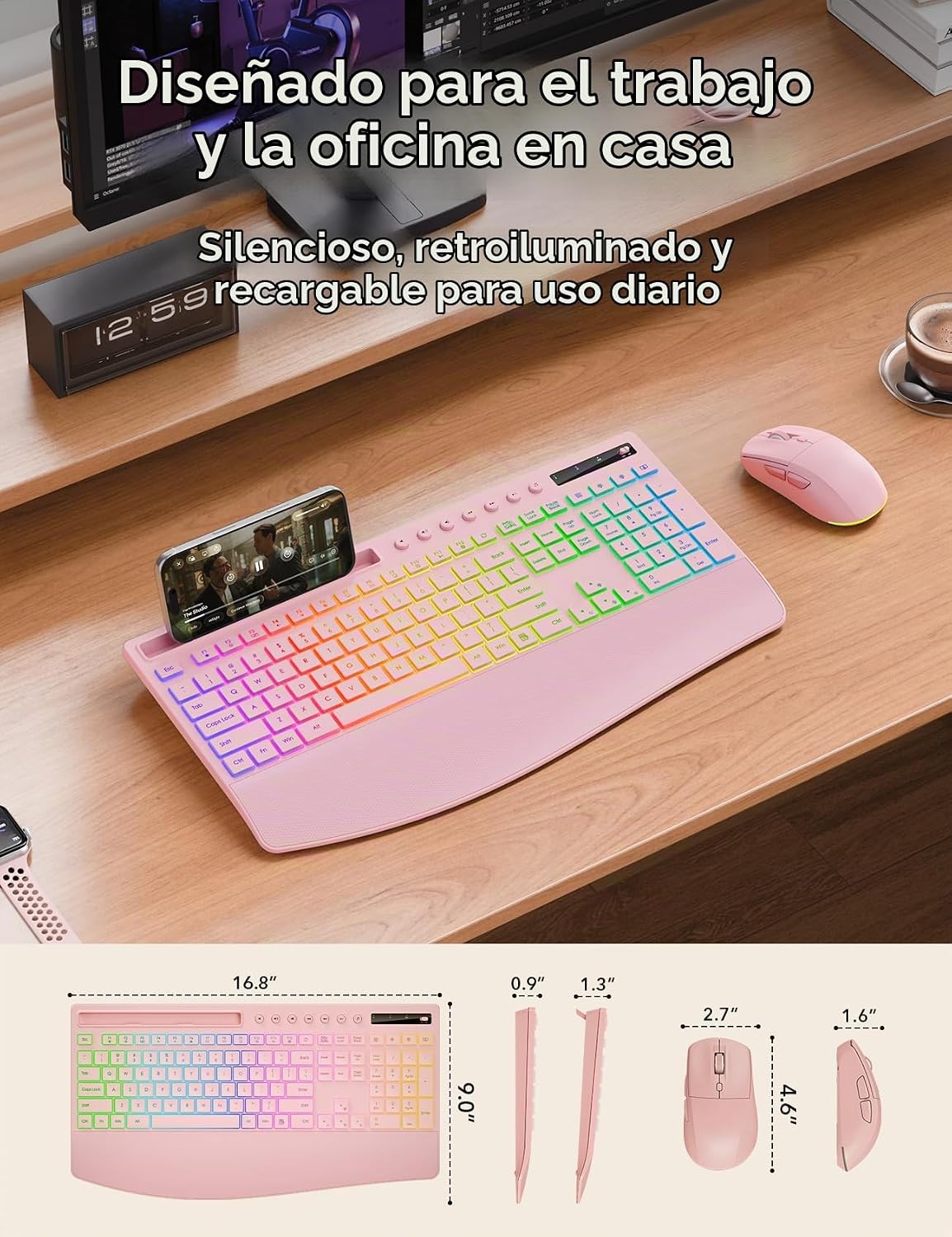 Trueque Combo de teclado y mouse inalámbricos, batería de 4000 mAh...
