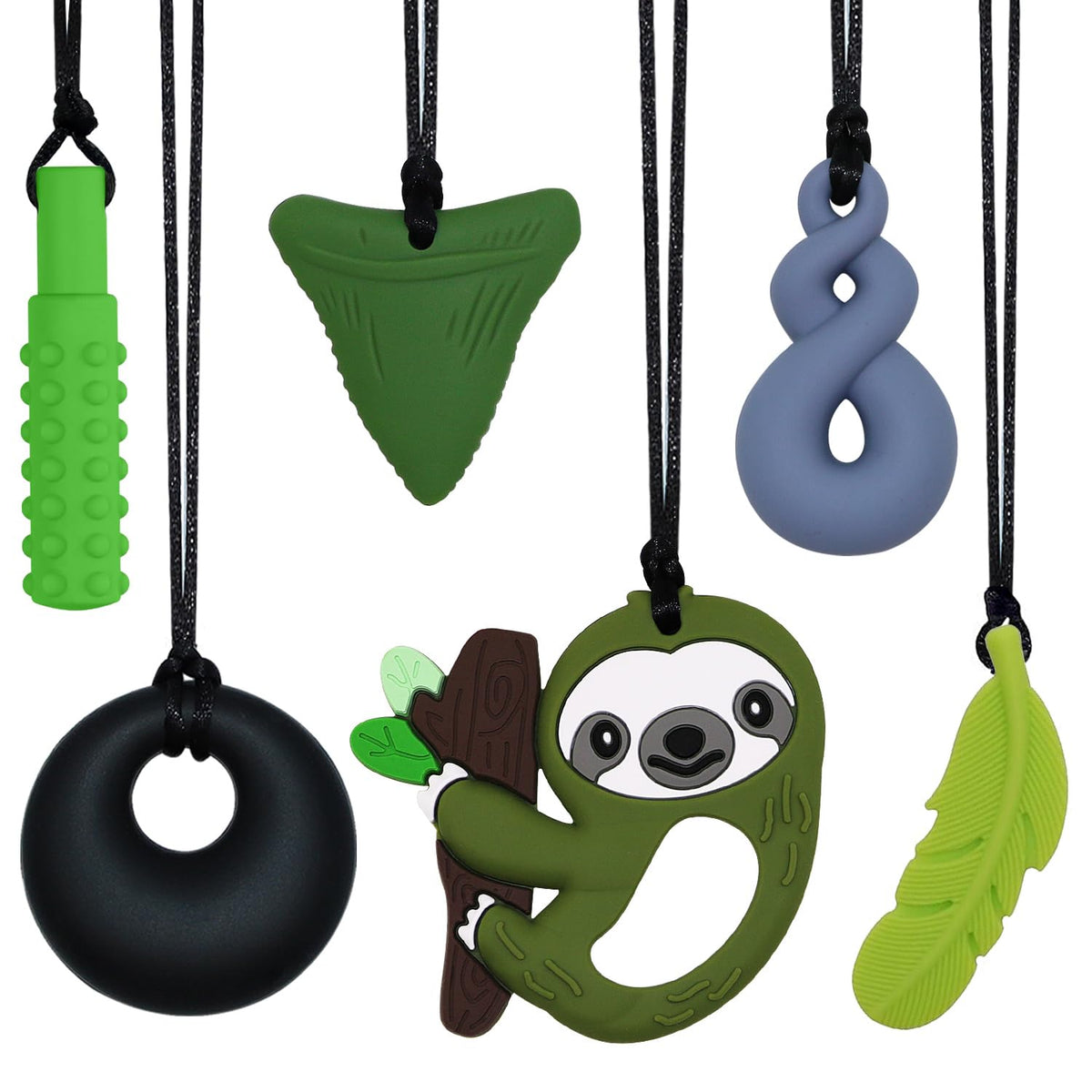 Collar sensorial masticable para niños y niñas, paquete de 6 juguet...